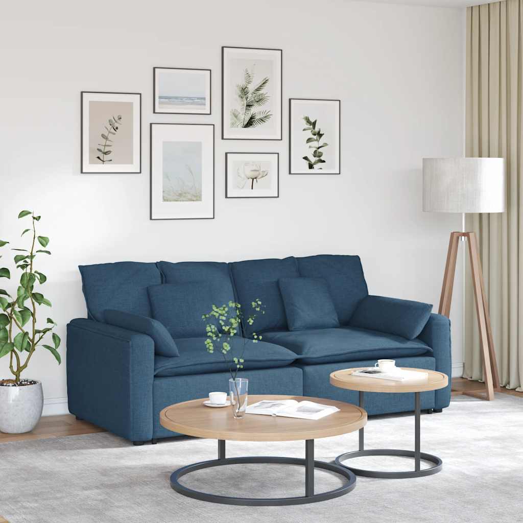 Modulaire bank met kussens blauw