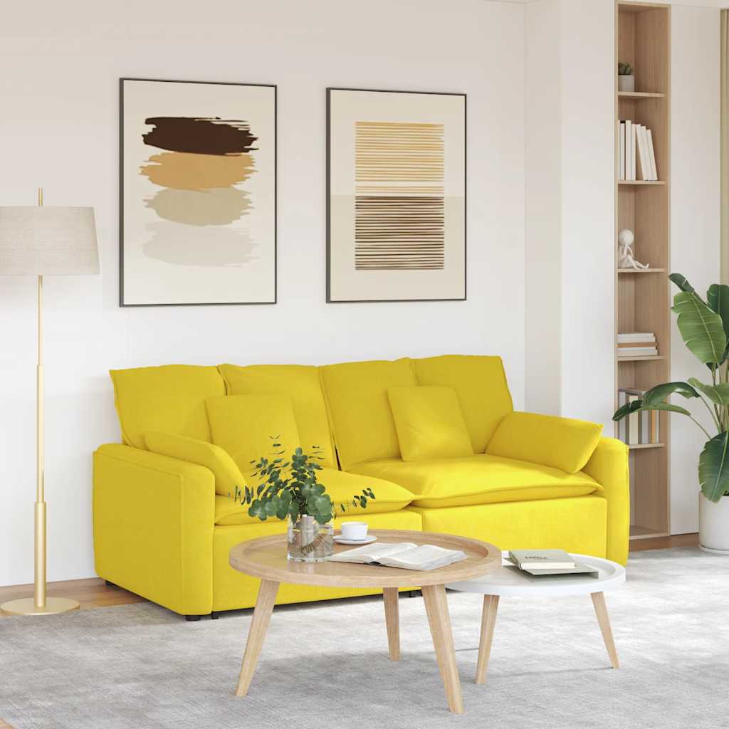 Modulaire bank met kussens lichtgeel