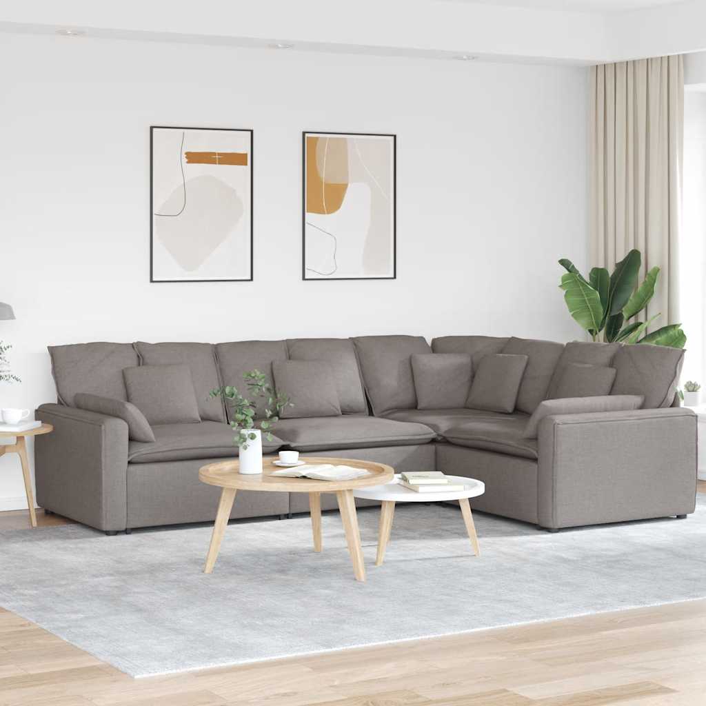 Modulaire bank met kussens stof taupe
