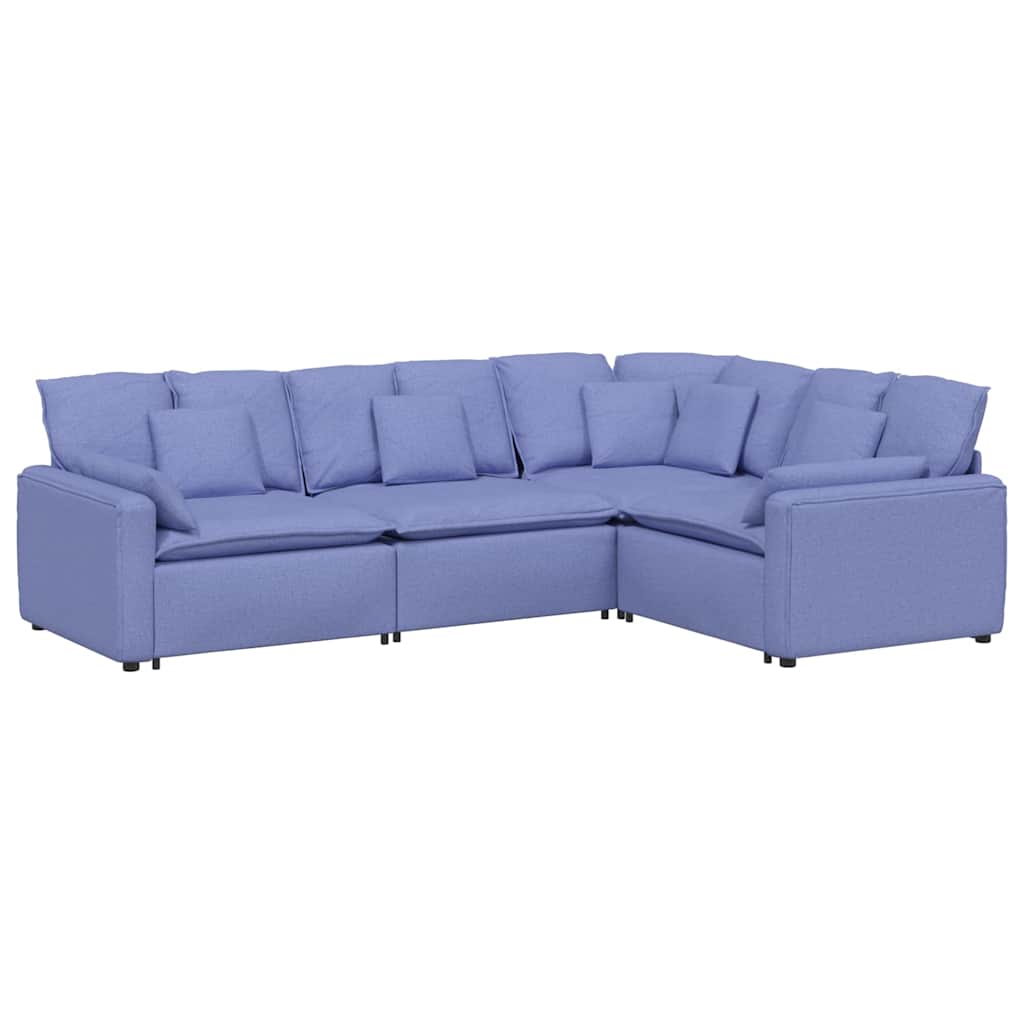 Modulaire bank met kussens stof jeansblauw – afbeelding 2