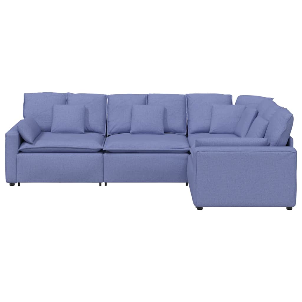 Modulaire bank met kussens stof jeansblauw – afbeelding 6