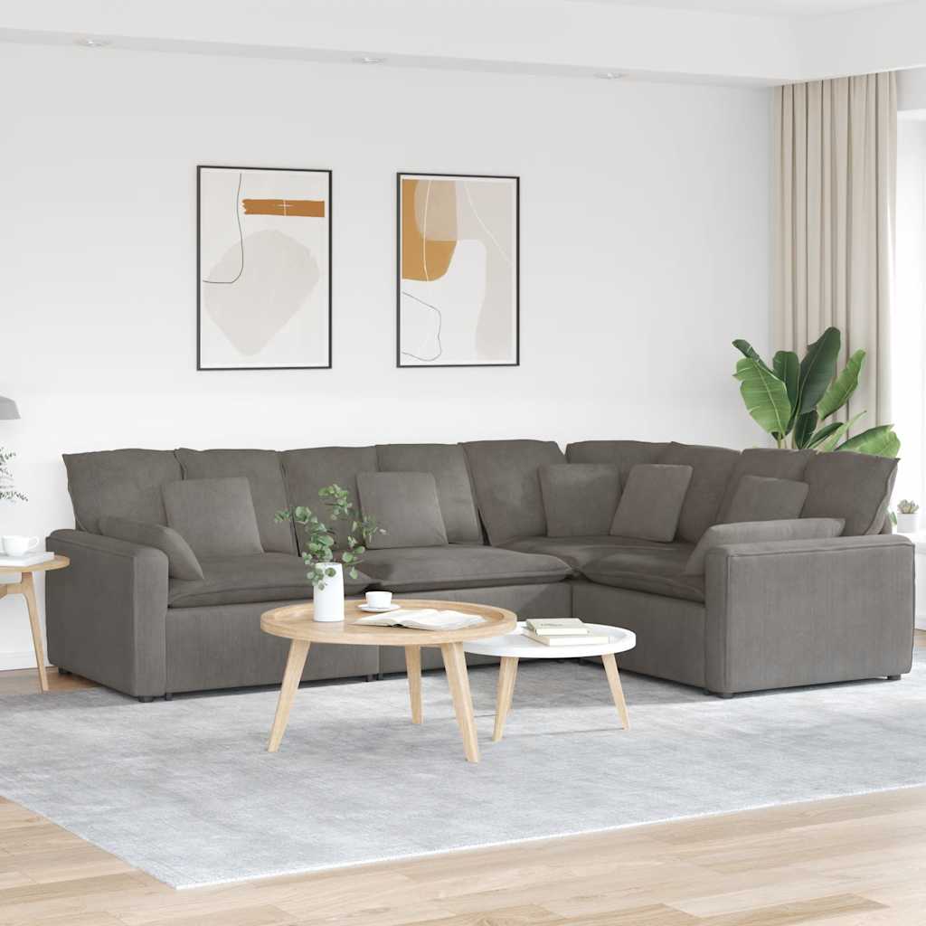 Modulaire bank met kussens corduroy stof lichtgrijs