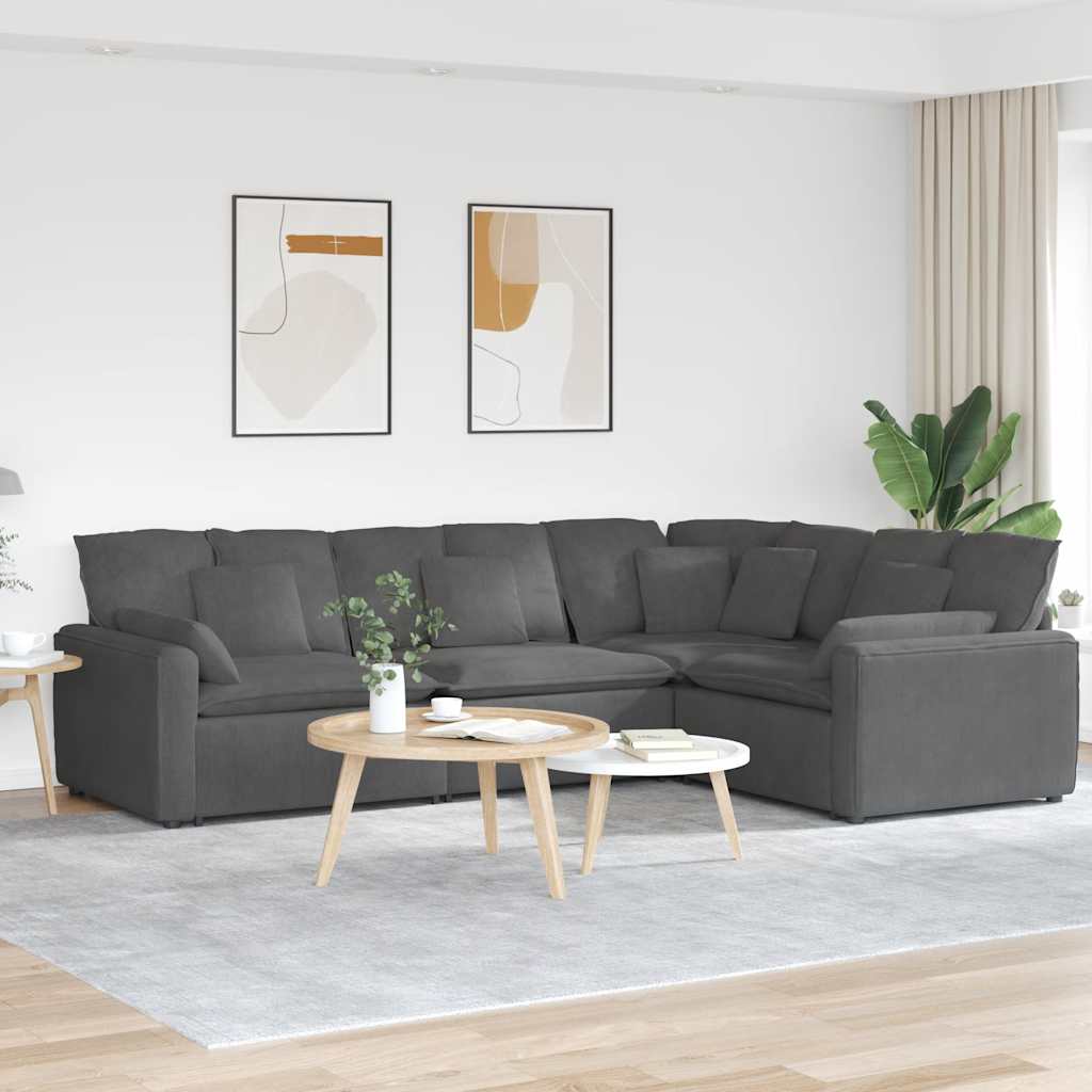 Modulaire bank met kussens corduroy stof donkergrijs