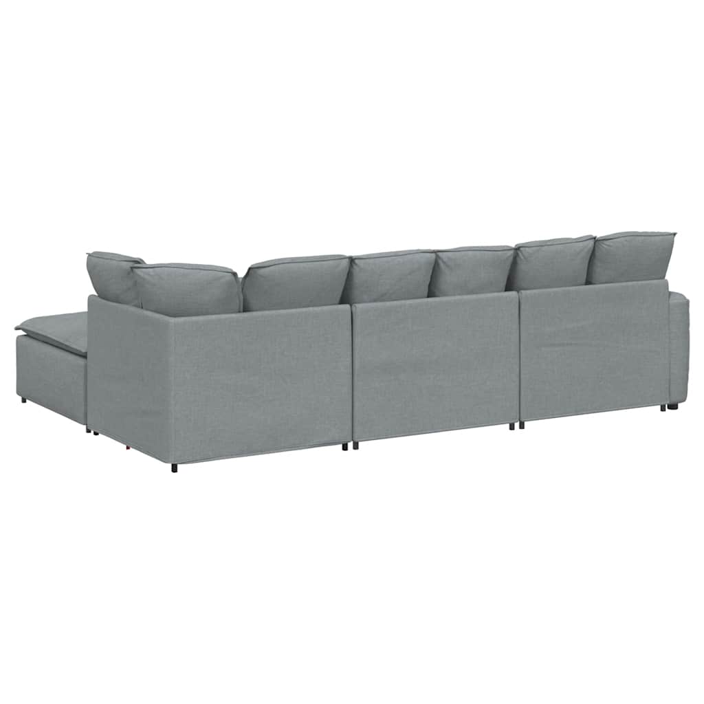 Modulaire bank met voetenbank en kussens stof lichtgrijs – afbeelding 9