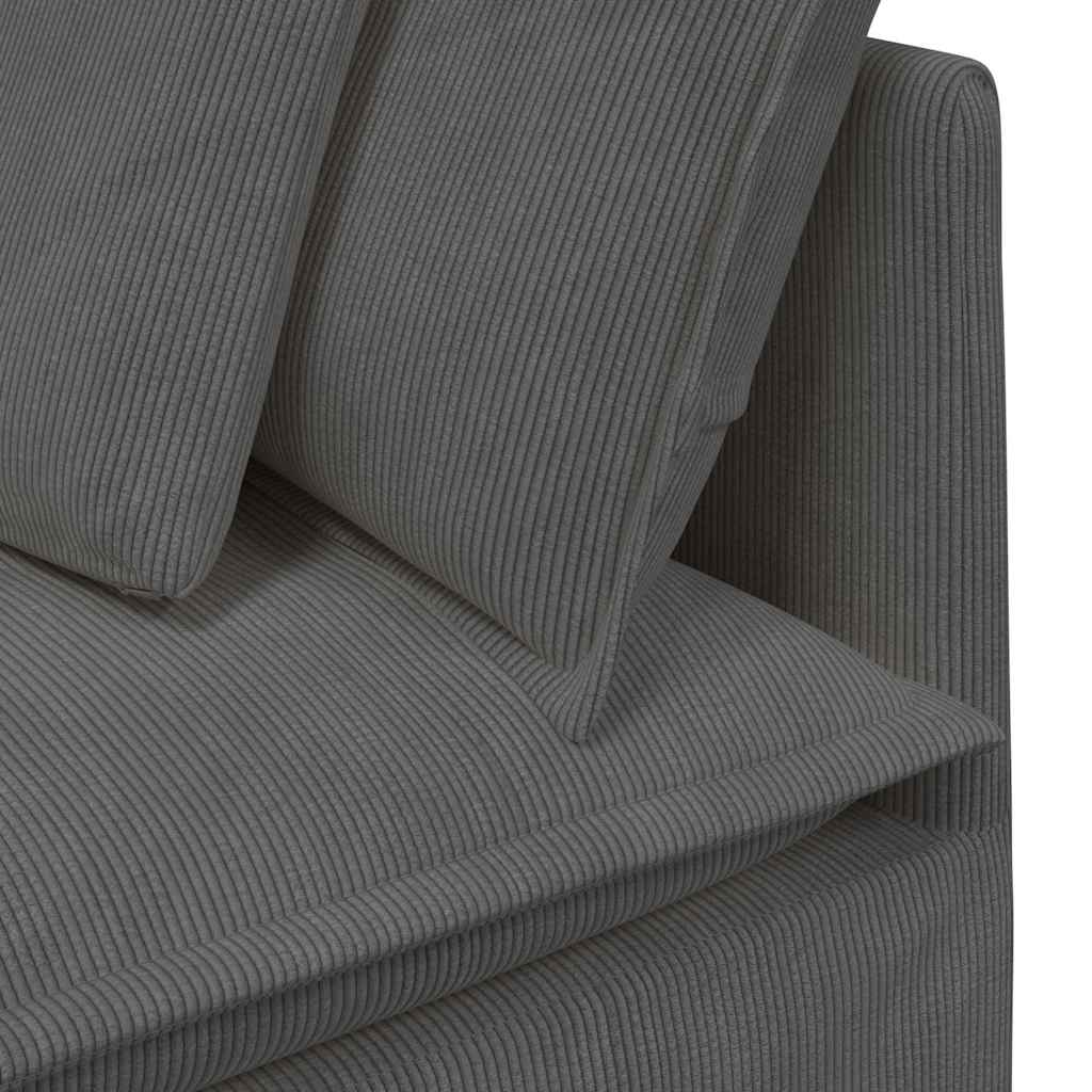 Modulaire bank met voetenbank&kussens corduroy stof donkergrijs – afbeelding 11