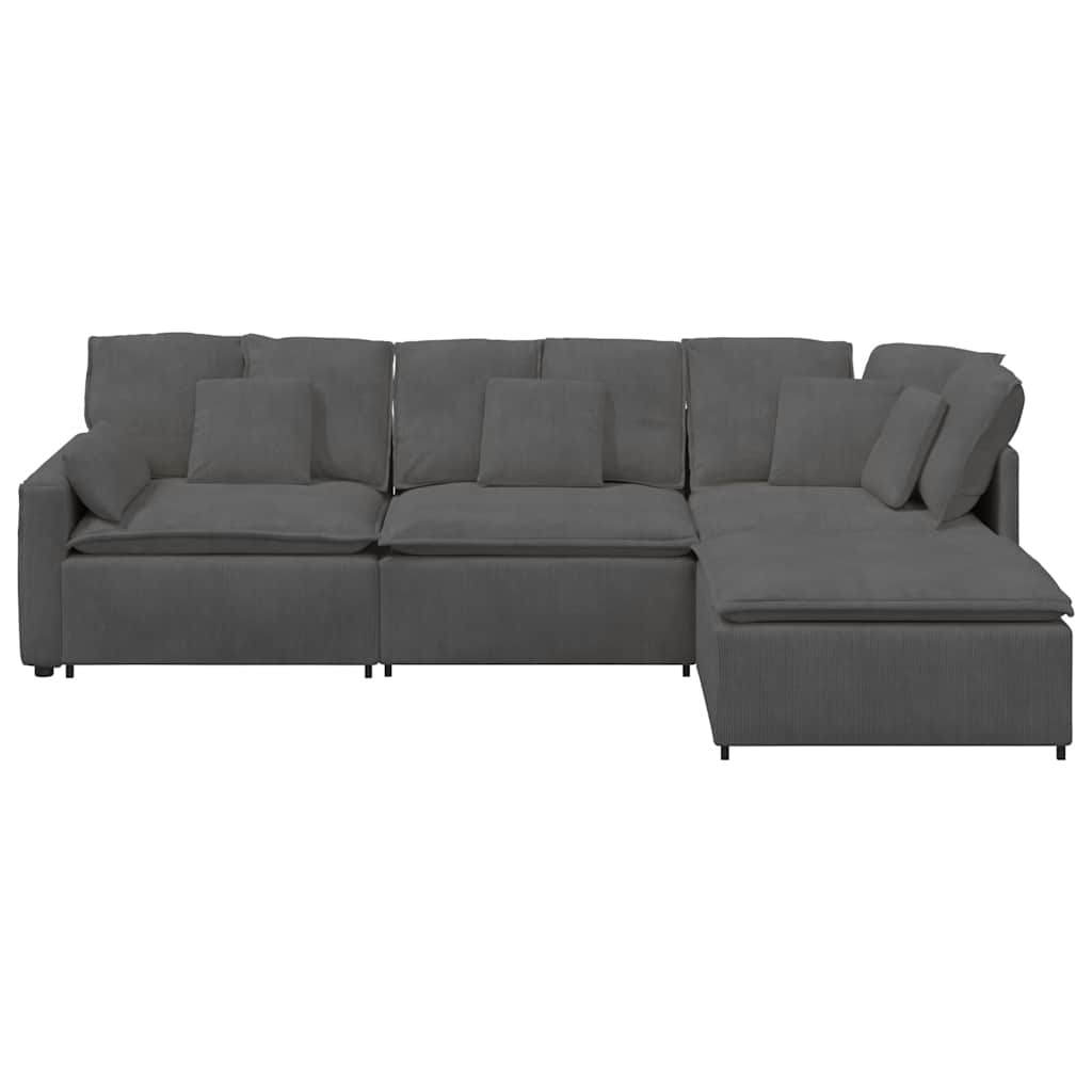 Modulaire bank met voetenbank&kussens corduroy stof donkergrijs – afbeelding 7