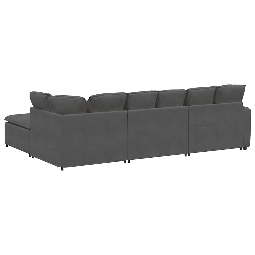 Modulaire bank met voetenbank&kussens corduroy stof donkergrijs – afbeelding 9