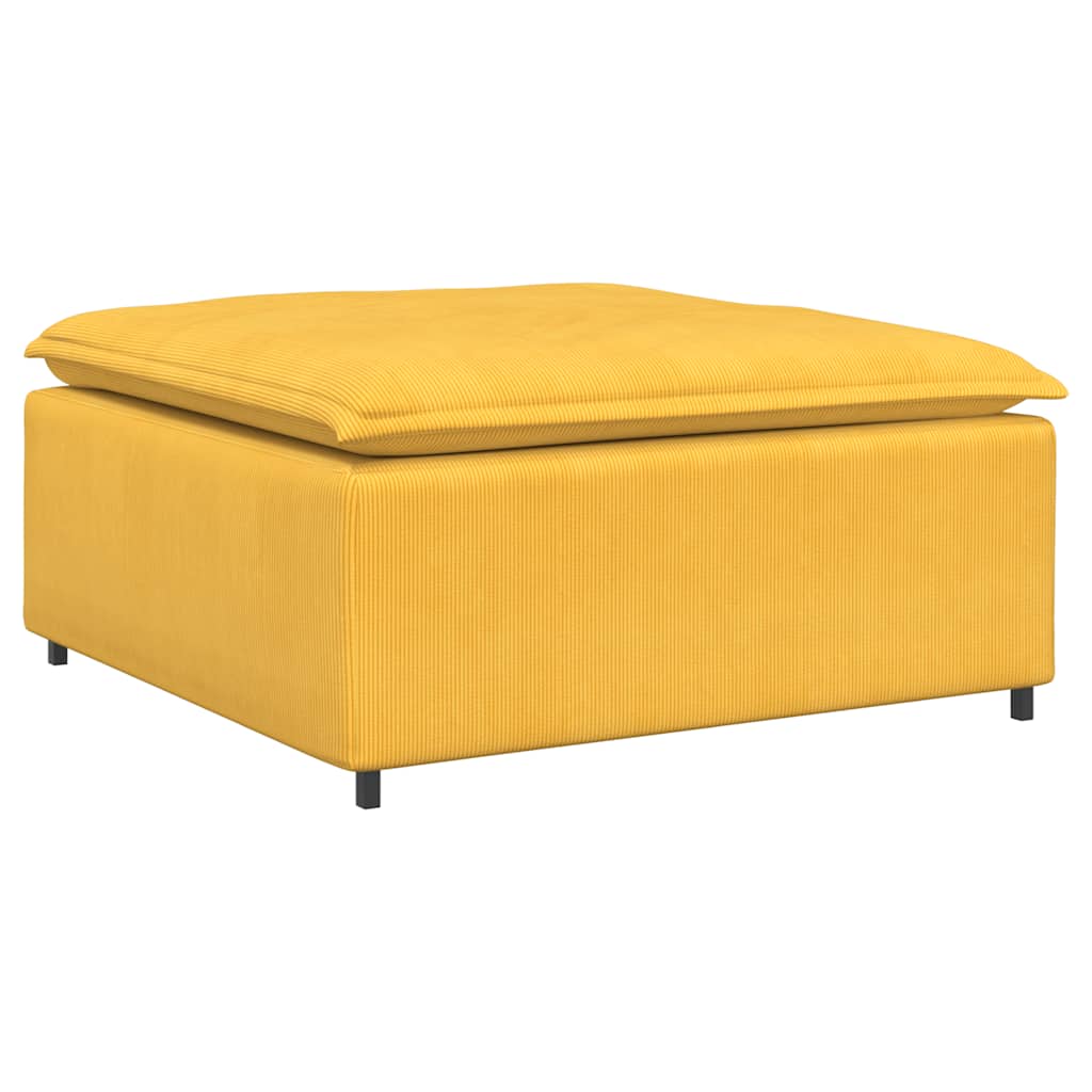 Modulaire bank met voetenbank & kussens corduroy stof lichtgeel – afbeelding 3