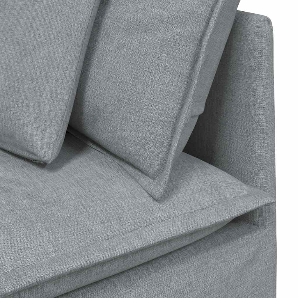 Modulaire bank met voetenbank en kussens stof lichtgrijs – afbeelding 9