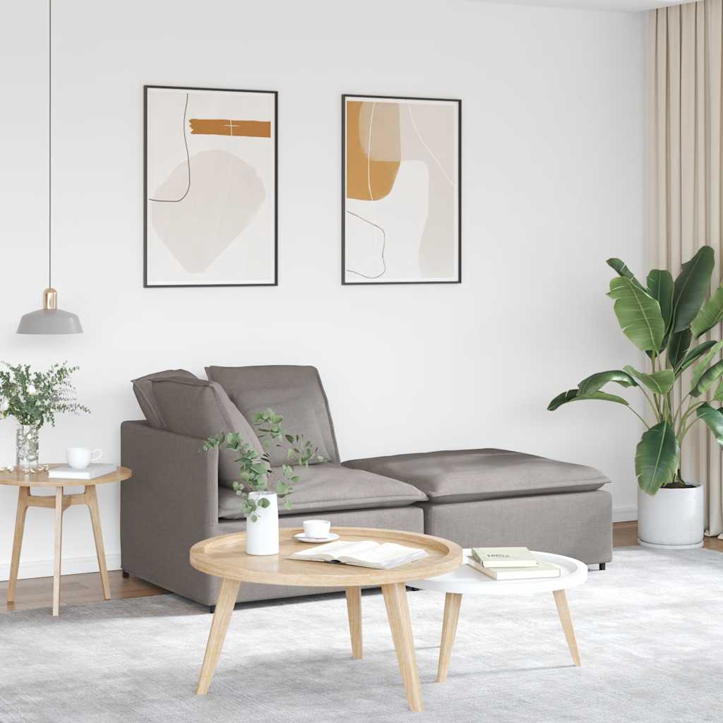 Modulaire bank met voetenbank en kussens stof taupe