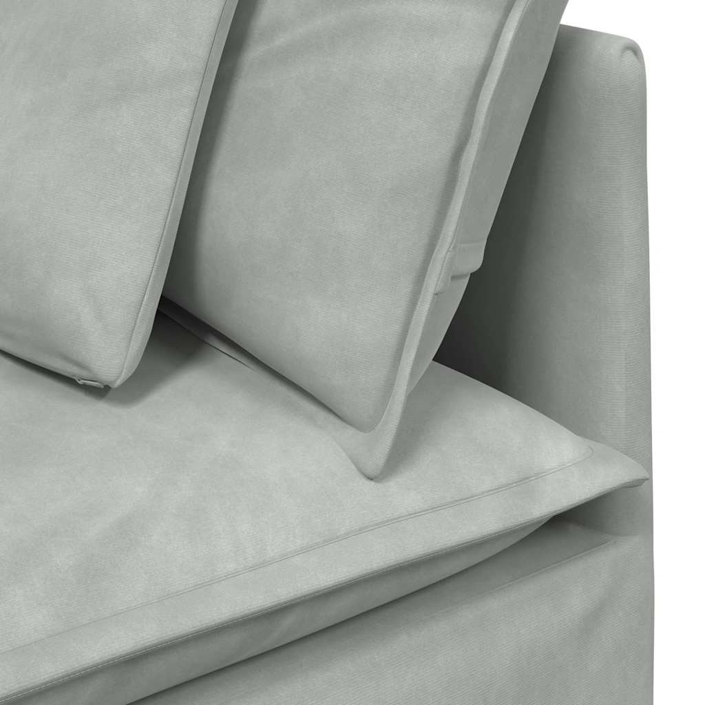 Modulaire bank met voetenbank en kussens fluweel lichtgrijs – afbeelding 9