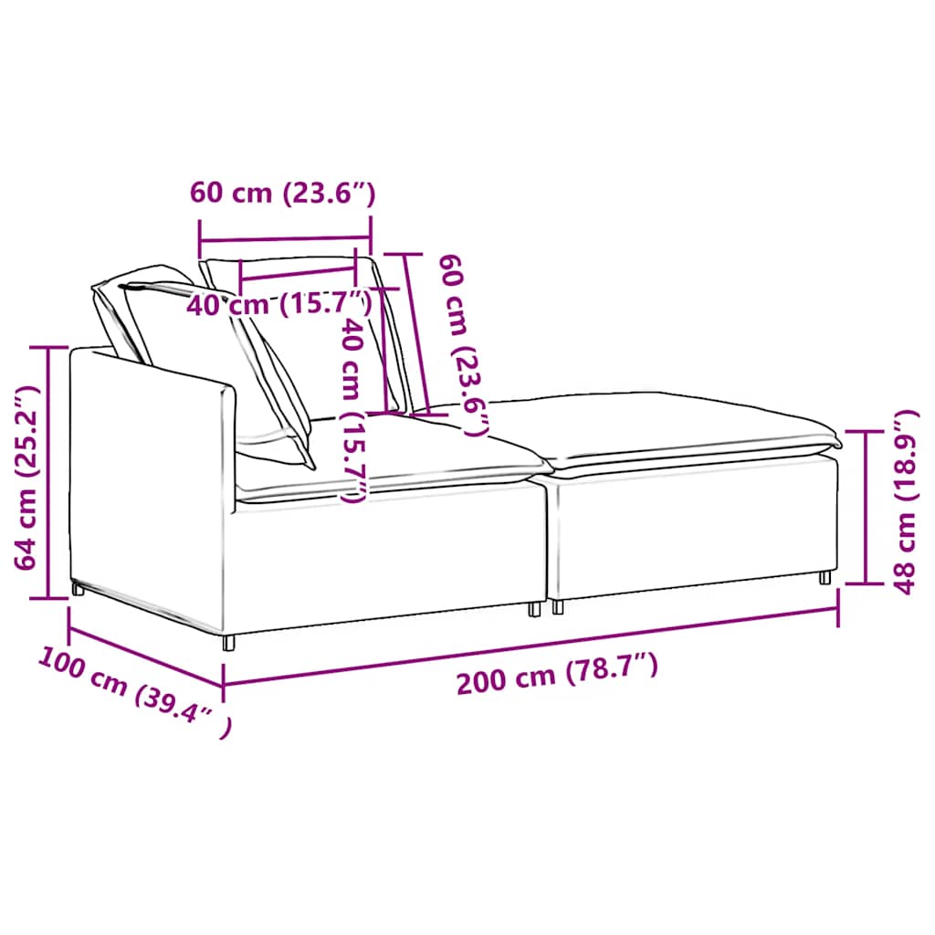 Modulaire bank met voetenbank en kussens fluweel donkergrijs – afbeelding 11