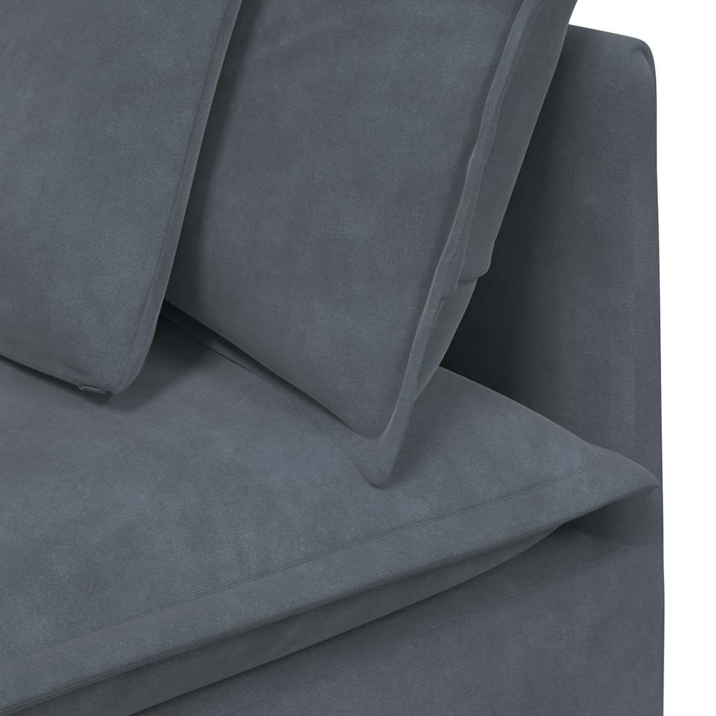 Modulaire bank met voetenbank en kussens fluweel donkergrijs – afbeelding 9