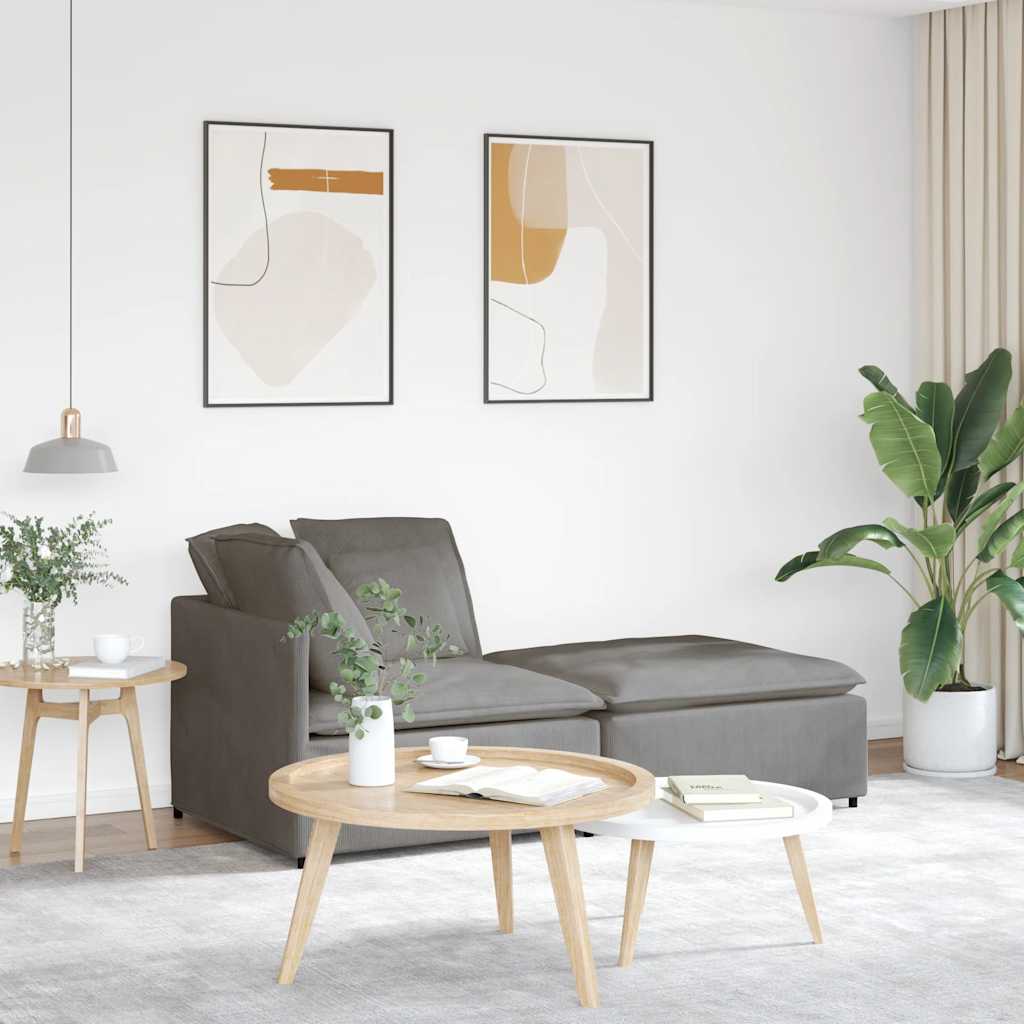 Modulaire bank met voetenbank&kussens corduroy stof lichtgrijs