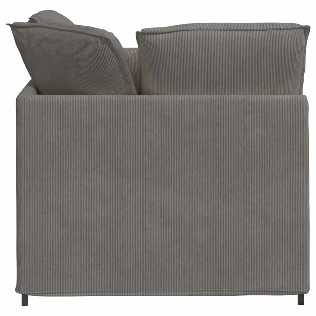 Modulaire bank met voetenbank&kussens corduroy stof lichtgrijs – afbeelding 6