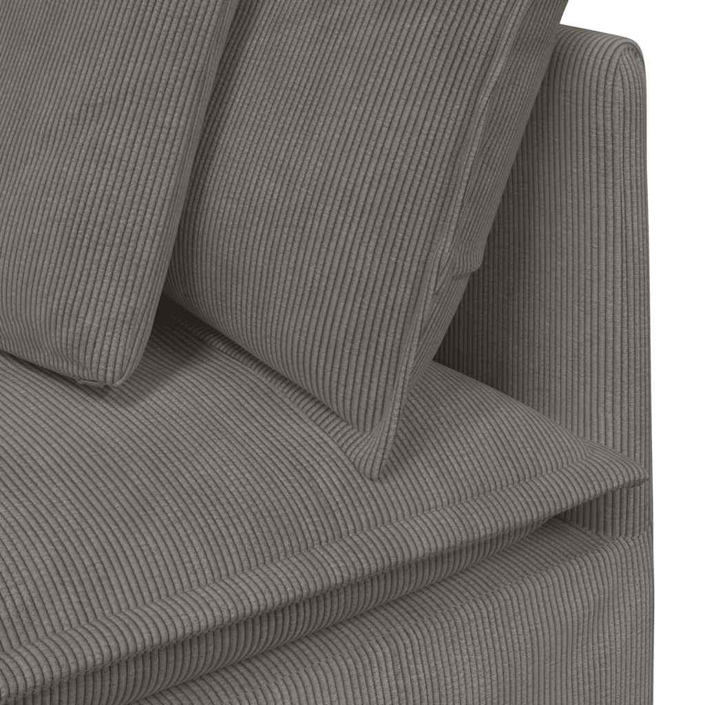 Modulaire bank met voetenbank&kussens corduroy stof lichtgrijs – afbeelding 9