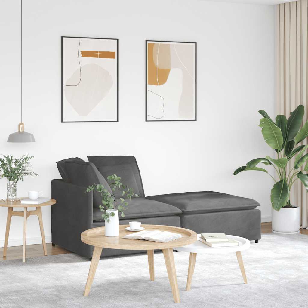 Modulaire bank met voetenbank&kussens corduroy stof donkergrijs