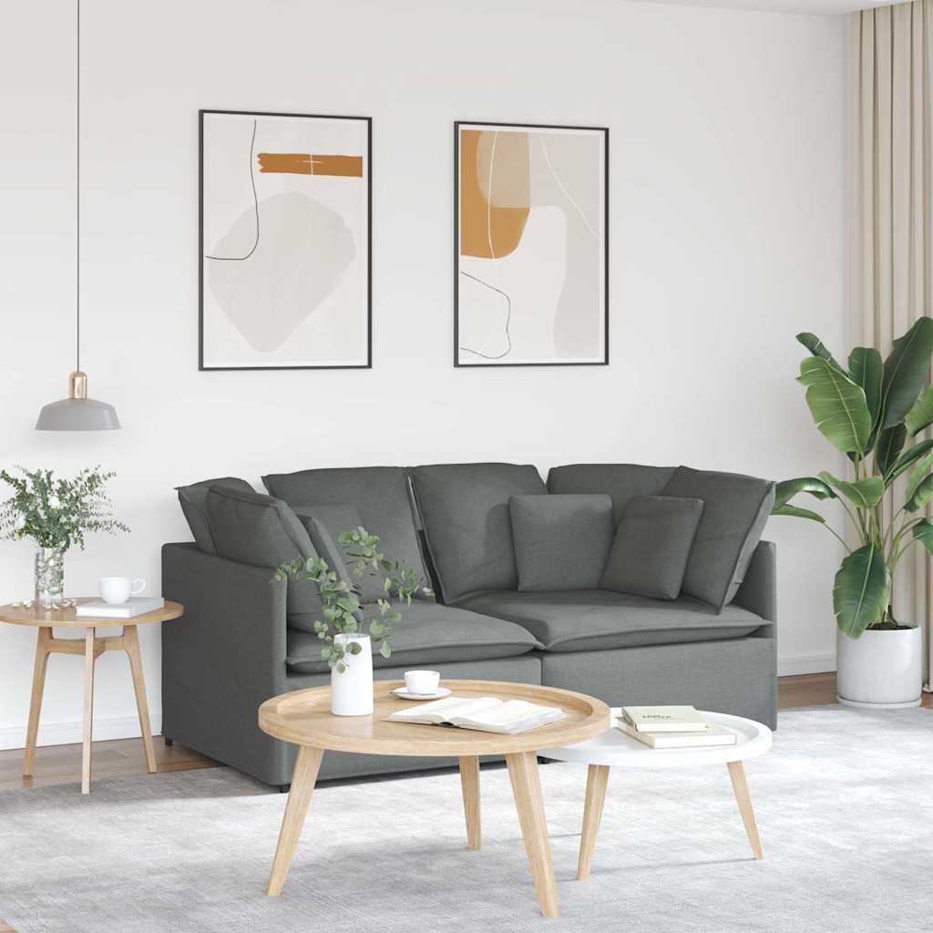 Modulaire bank met kussens stof donkergrijs – afbeelding 1