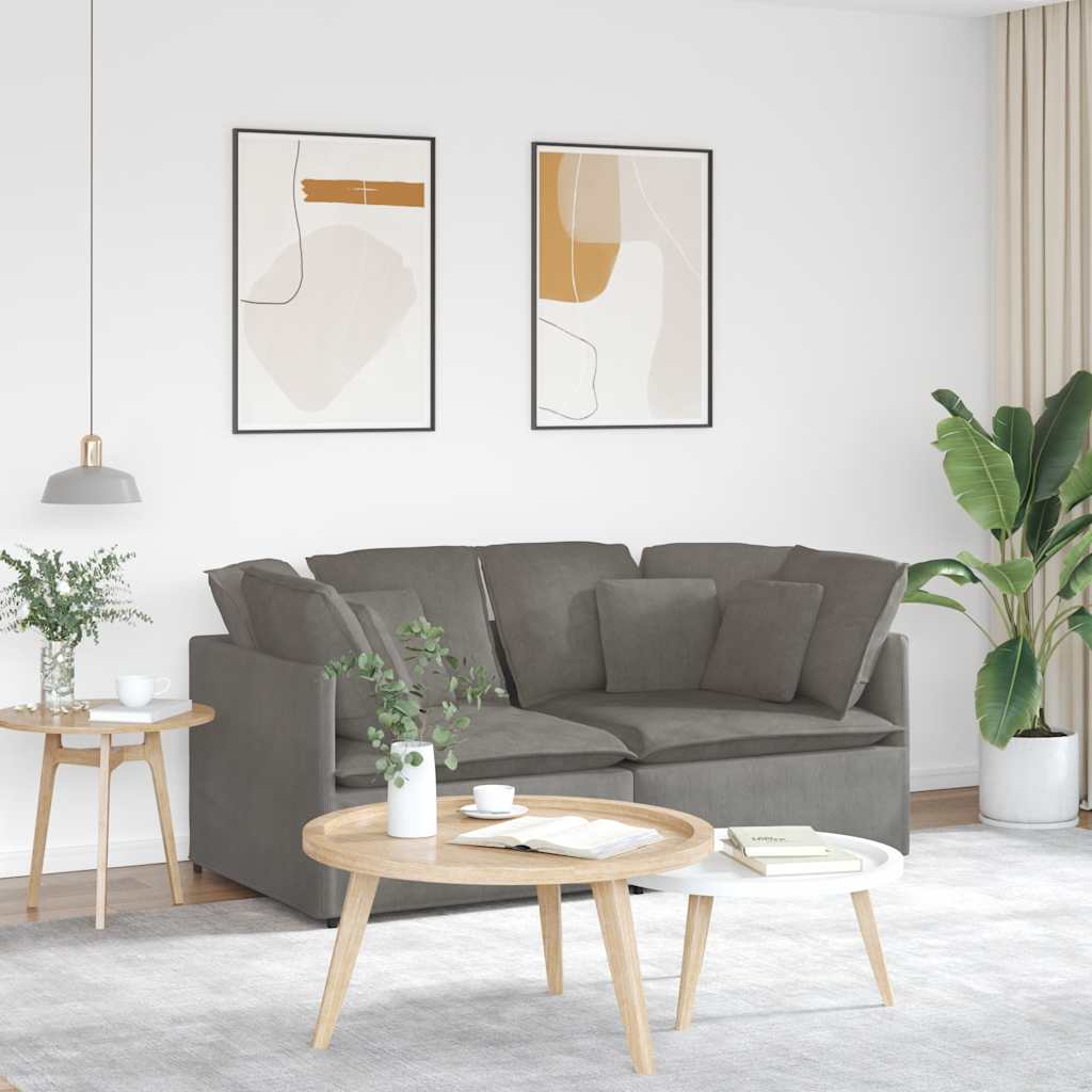 Modulaire bank met kussens corduroy stof lichtgrijs
