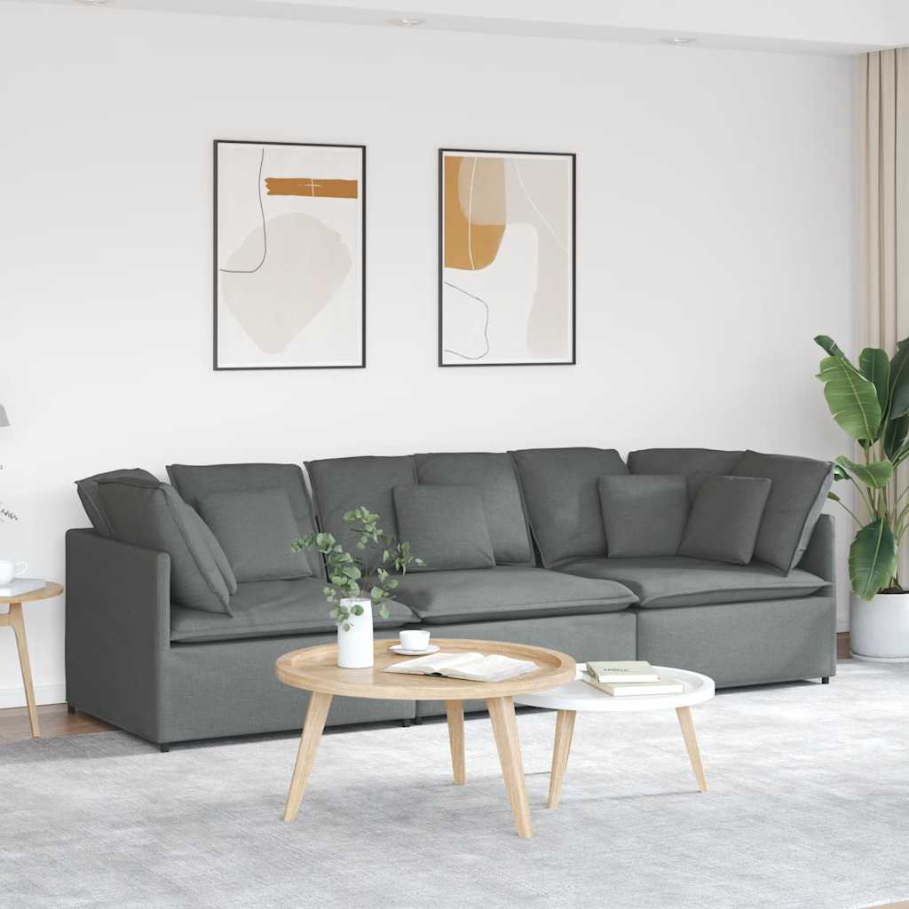 Modulaire bank met kussens stof donkergrijs – afbeelding 1