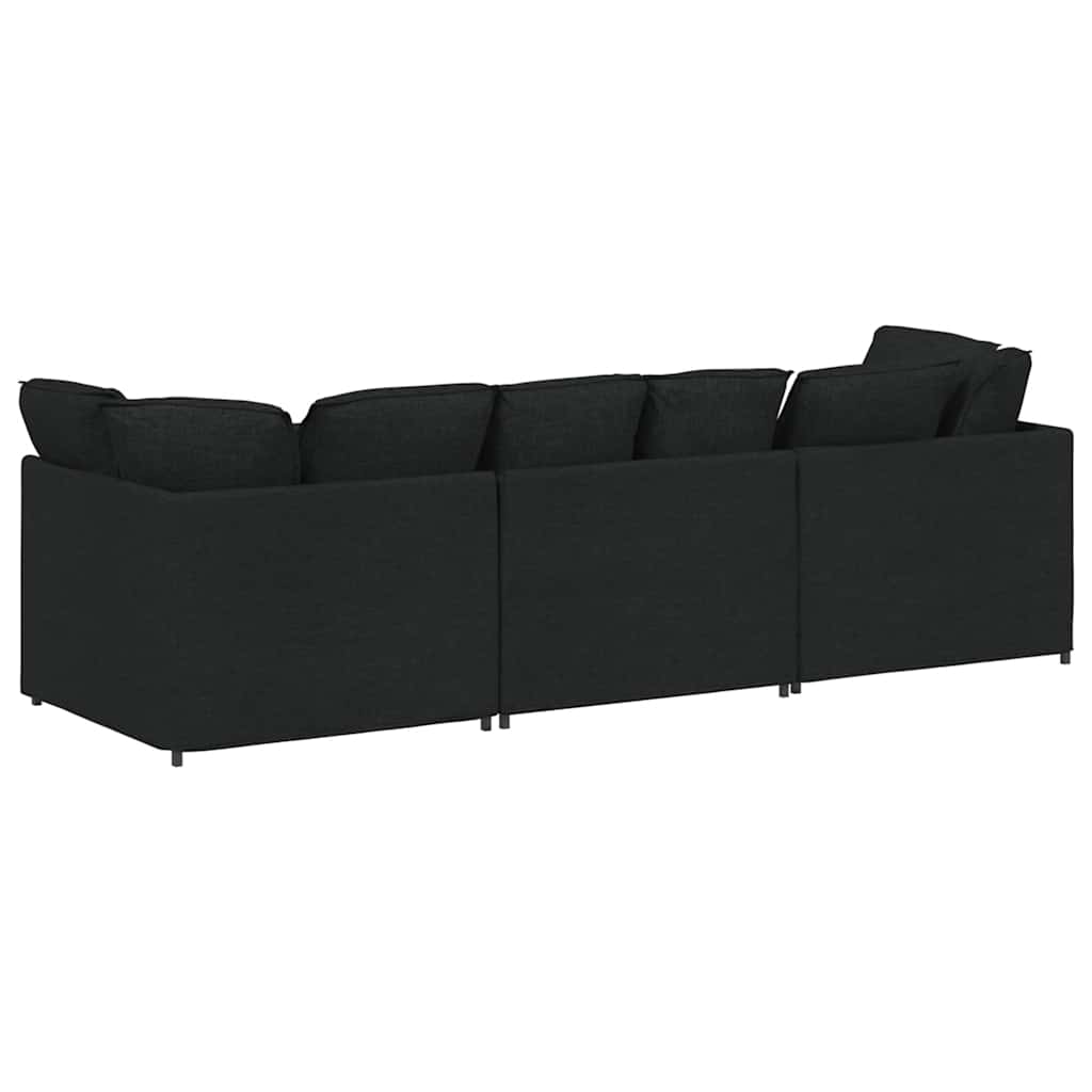 Modulaire bank met kussens stof zwart – afbeelding 7
