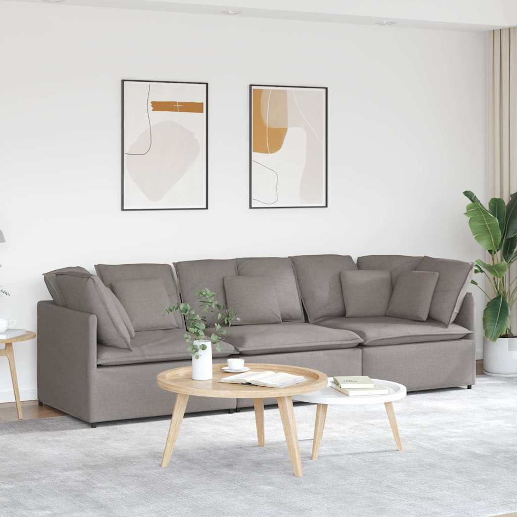 Modulaire bank met kussens stof taupe