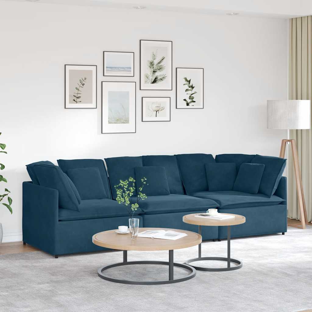 Modulaire bank met kussens fluweel blauw