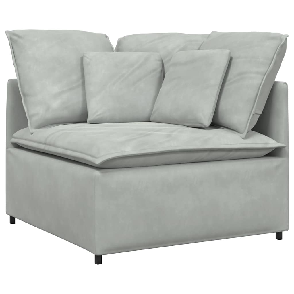 Modulaire bank met kussens fluweel lichtgrijs – afbeelding 3