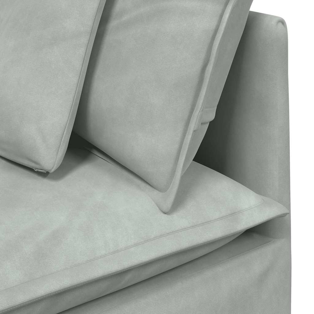 Modulaire bank met kussens fluweel lichtgrijs – afbeelding 8