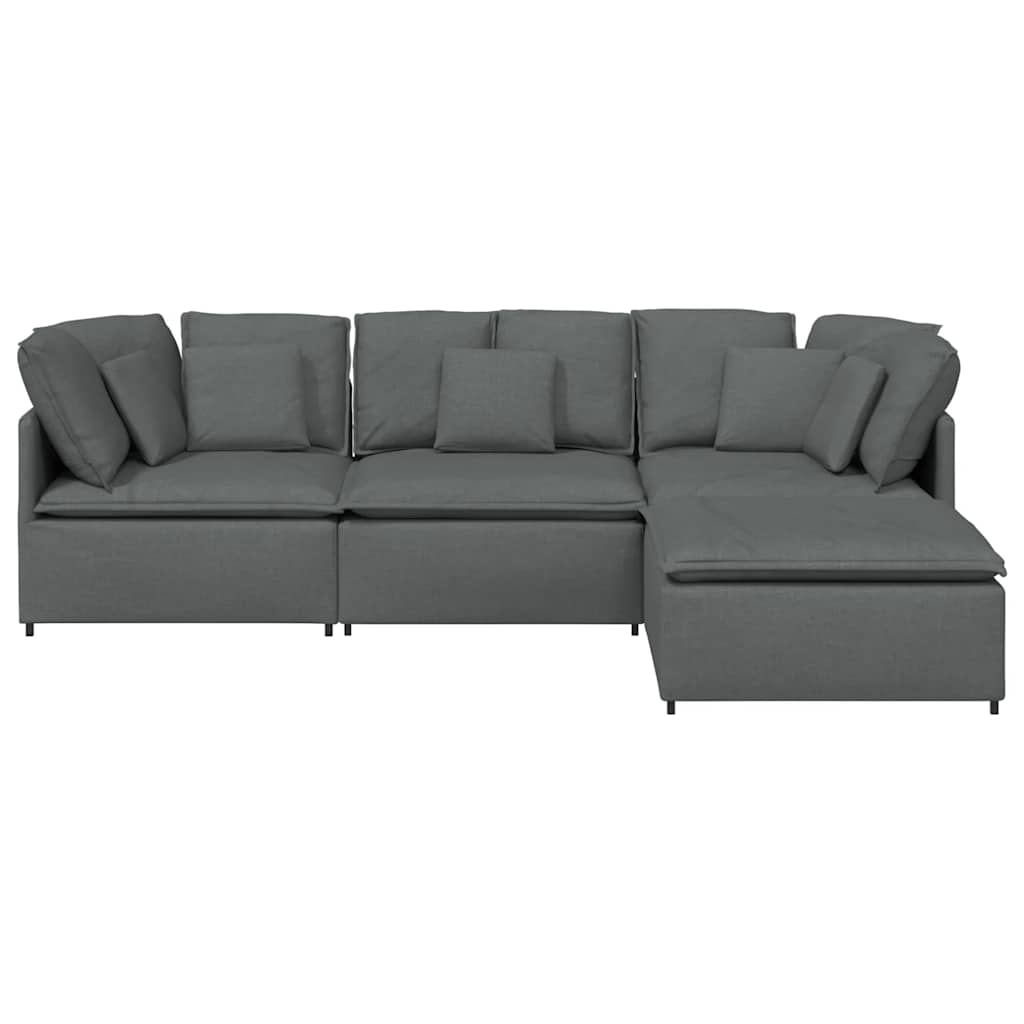 Modulaire bank met voetenbank en kussens stof donkergrijs – afbeelding 6