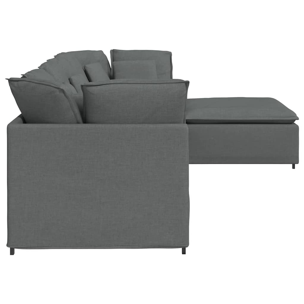 Modulaire bank met voetenbank en kussens stof donkergrijs – afbeelding 7