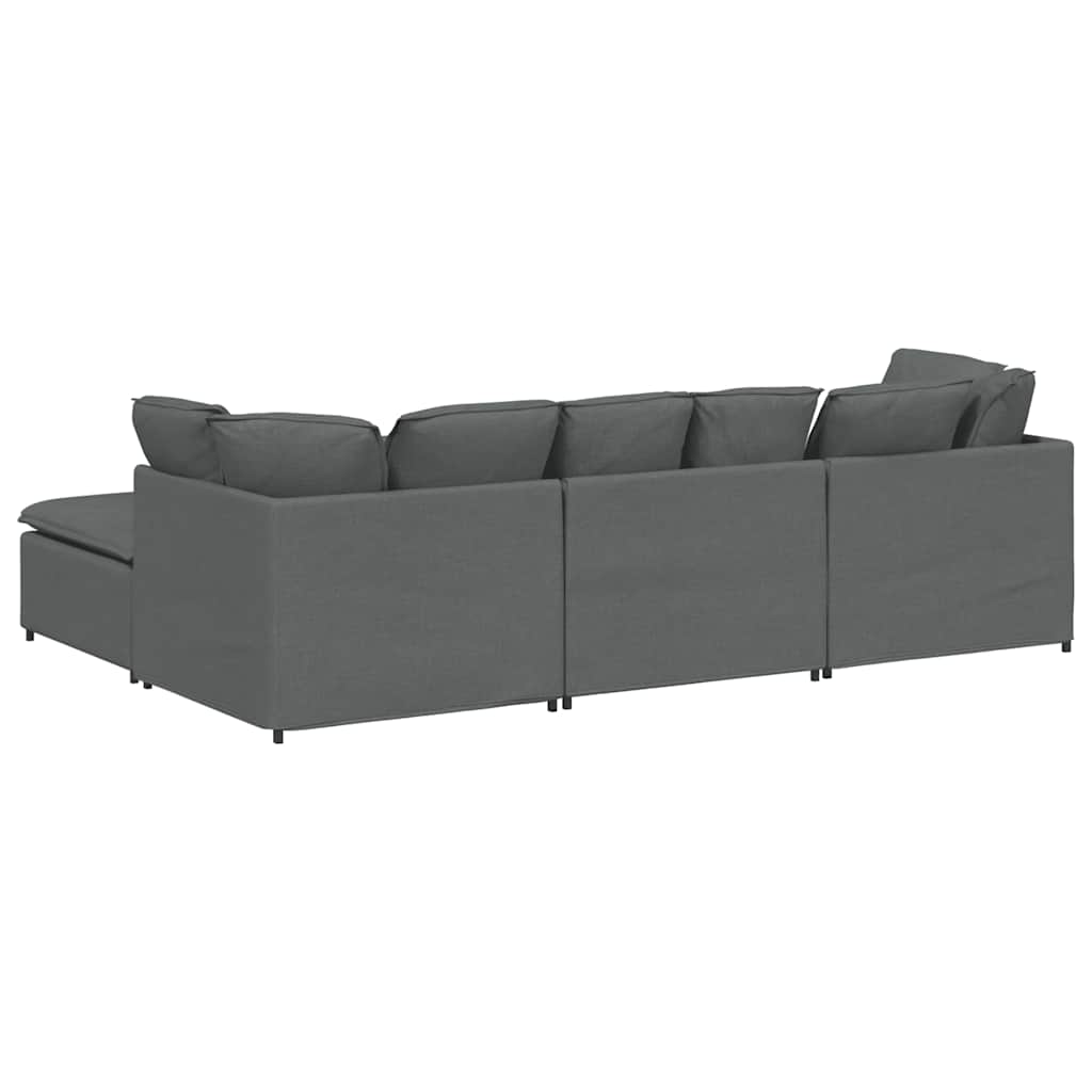 Modulaire bank met voetenbank en kussens stof donkergrijs – afbeelding 8
