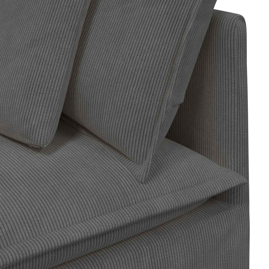 Modulaire bank met voetenbank&kussens corduroy stof donkergrijs – afbeelding 10