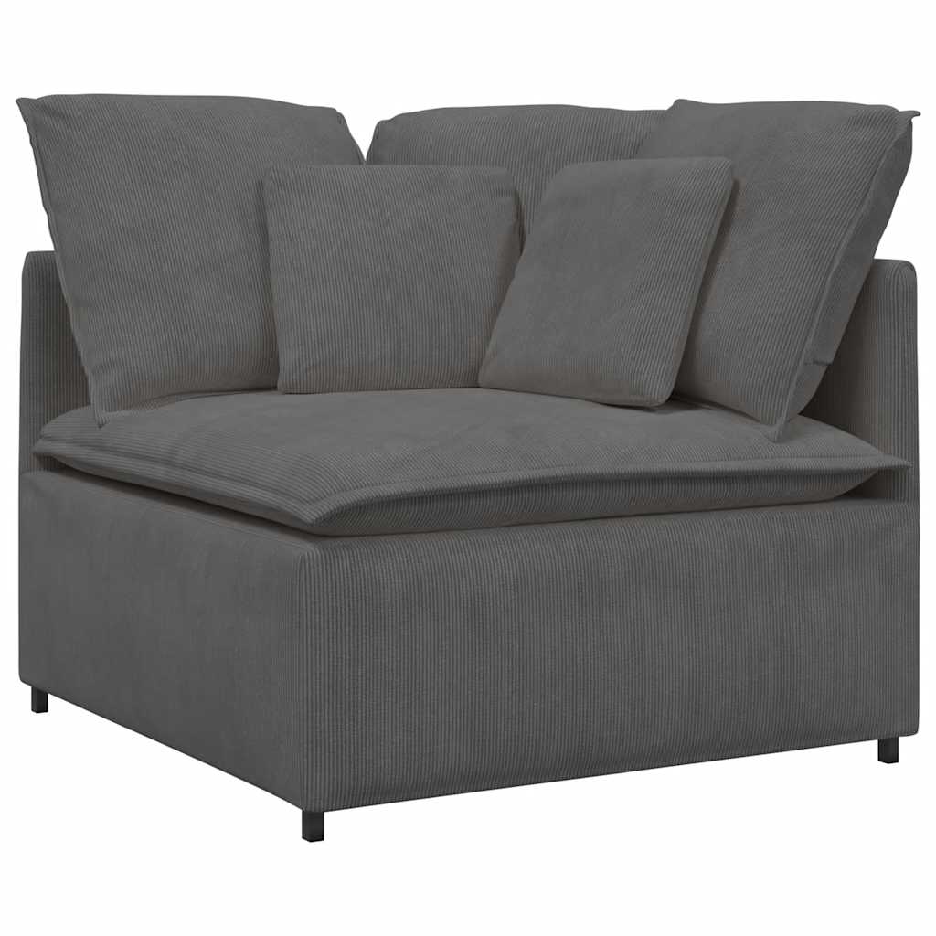 Modulaire bank met voetenbank&kussens corduroy stof donkergrijs – afbeelding 3