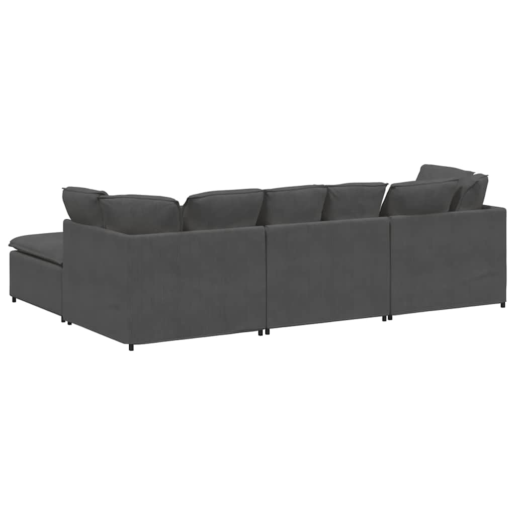 Modulaire bank met voetenbank&kussens corduroy stof donkergrijs – afbeelding 8