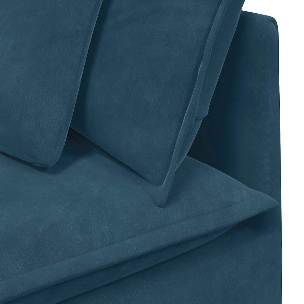 Modulaire bank met kussens fluweel blauw – afbeelding 10