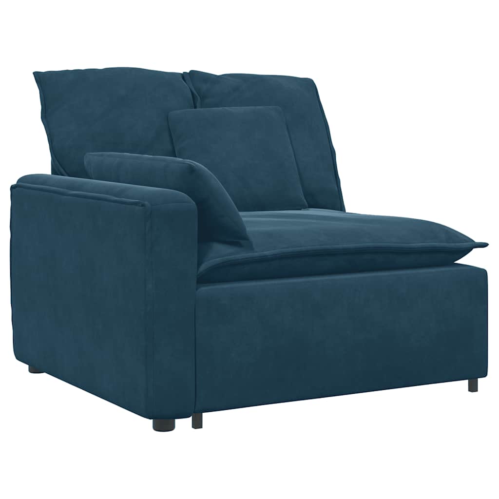 Modulaire bank met kussens fluweel blauw – afbeelding 3