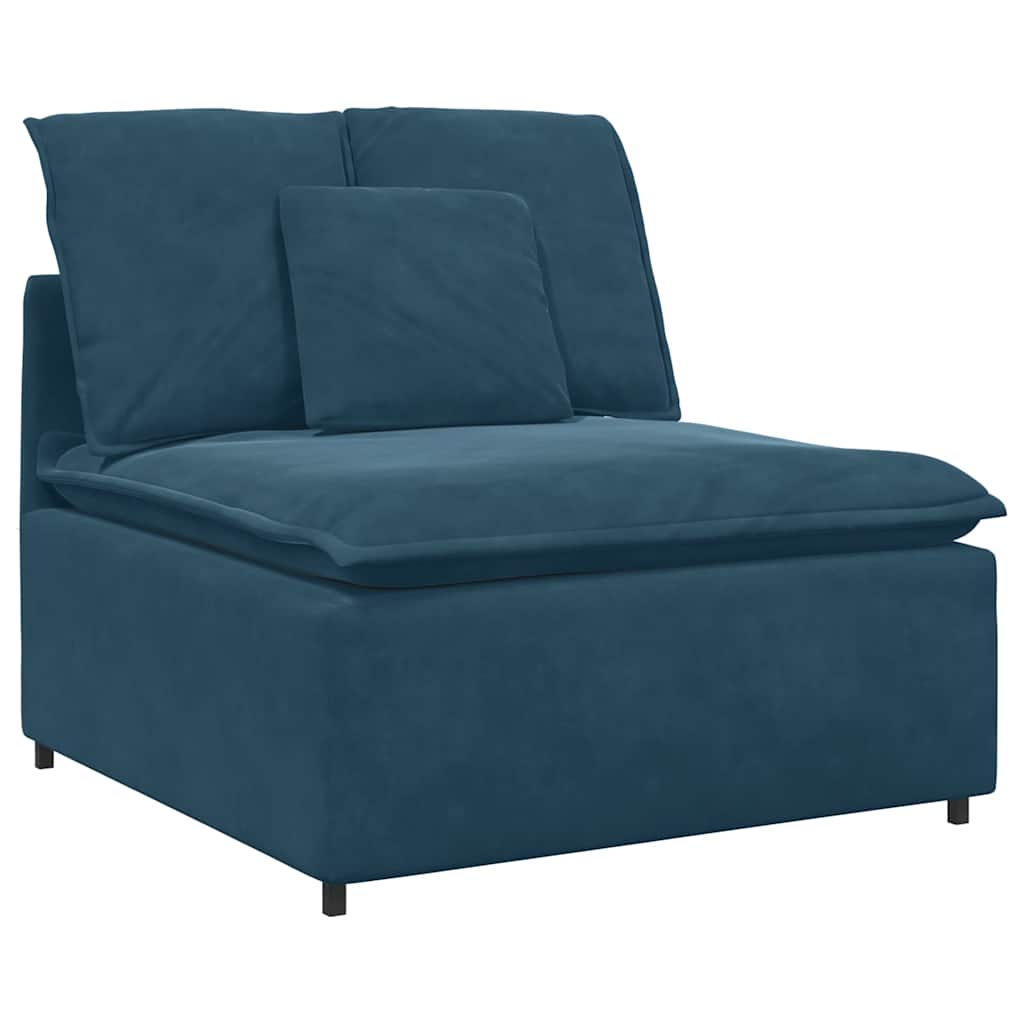 Modulaire bank met kussens fluweel blauw – afbeelding 4