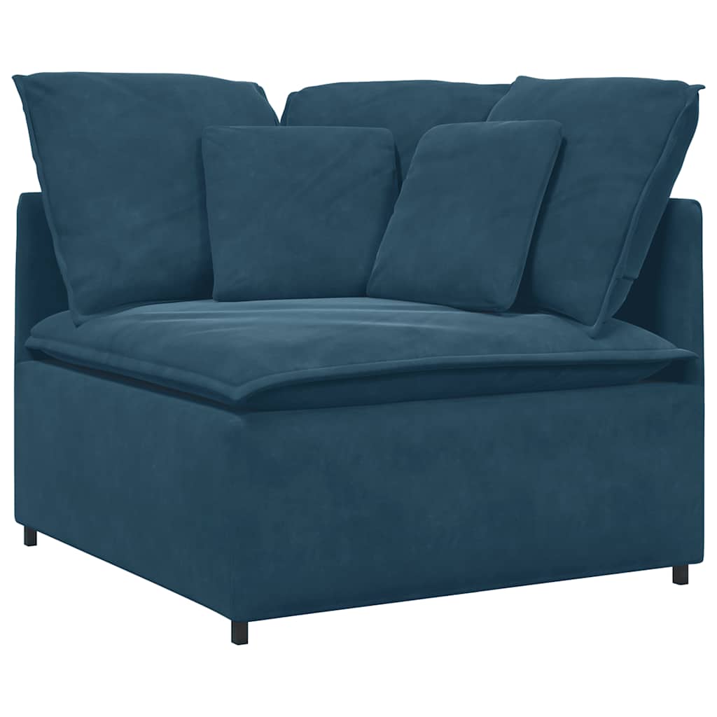 Modulaire bank met kussens fluweel blauw – afbeelding 5