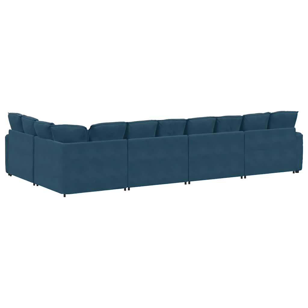 Modulaire bank met kussens fluweel blauw – afbeelding 8