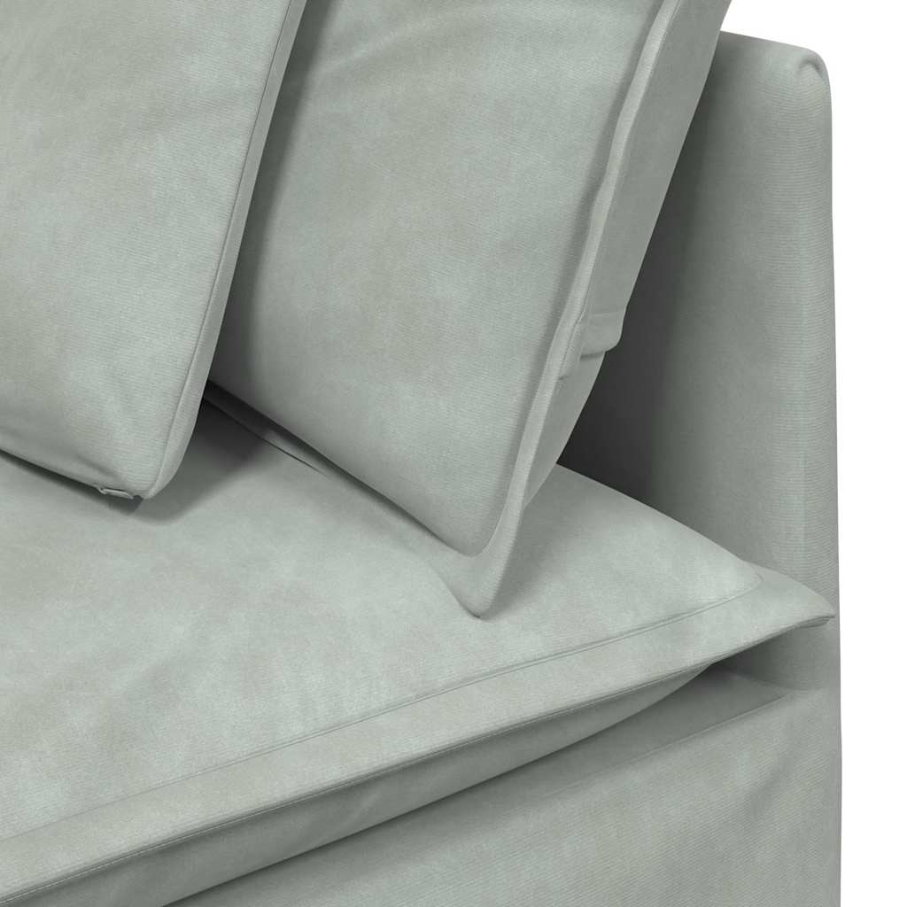Modulaire bank met kussens fluweel lichtgrijs – afbeelding 10