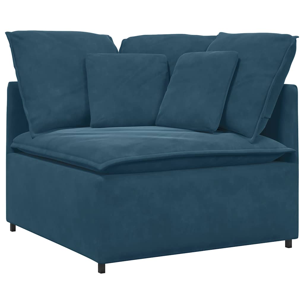 Modulaire bank met kussens fluweel blauw – afbeelding 3