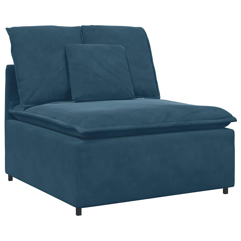 Modulaire bank met kussens fluweel blauw – afbeelding 4