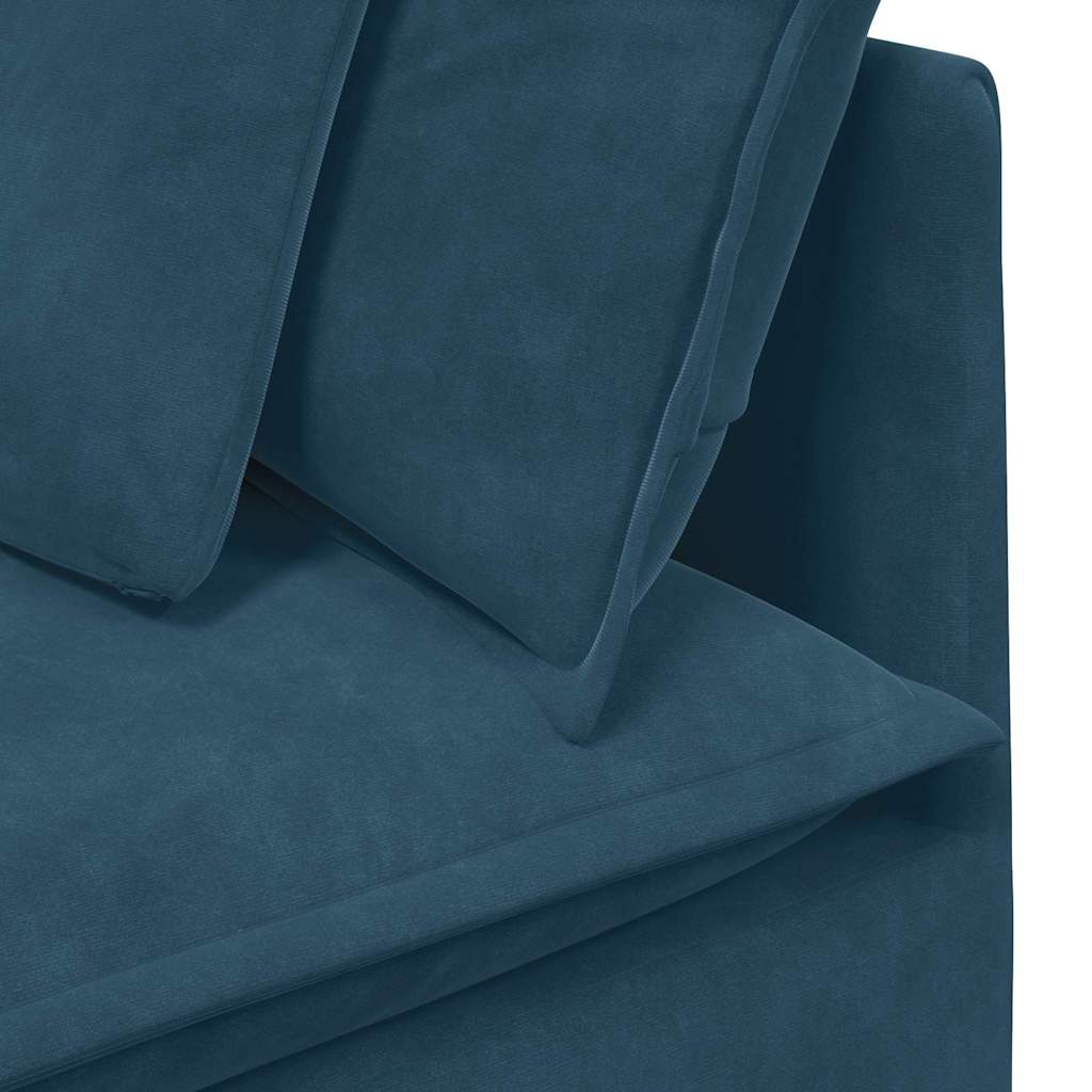 Modulaire bank met kussens fluweel blauw – afbeelding 9