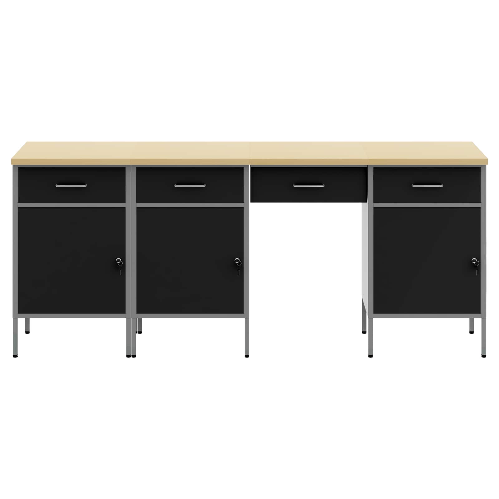 Werk kast met lade met slot 4 st Zwart Engineered hout en staal – afbeelding 2