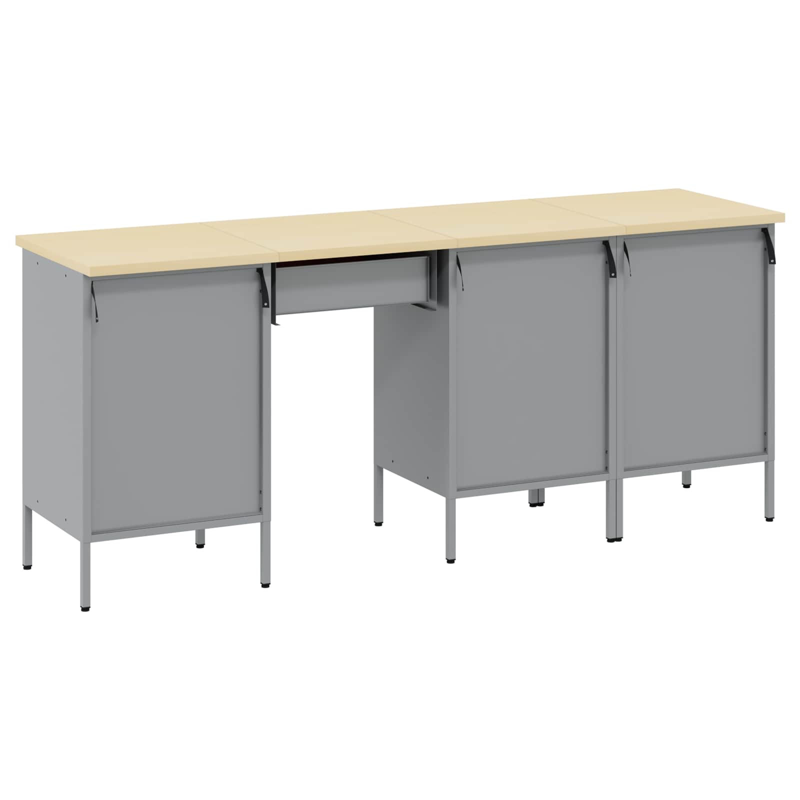 Werk kast met lade met slot 4 st Zwart Engineered hout en staal – afbeelding 4