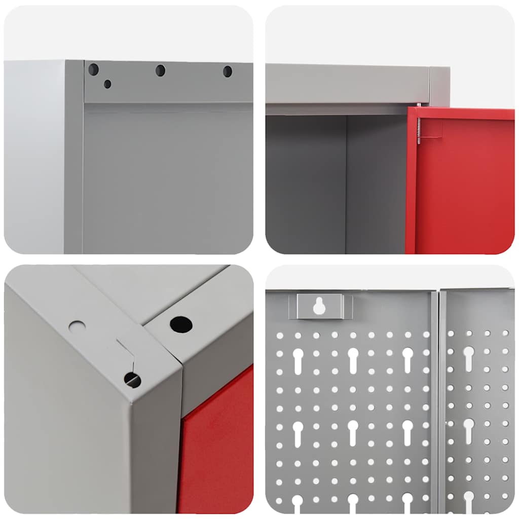 Werk kast met lade met slot 5 st Rood Engineered hout en staal – afbeelding 11