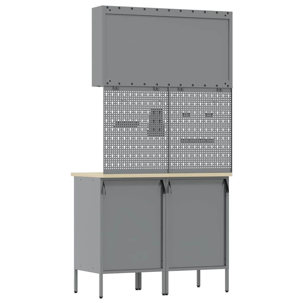 Werk kast met lade met slot 5 st Rood Engineered hout en staal – afbeelding 8