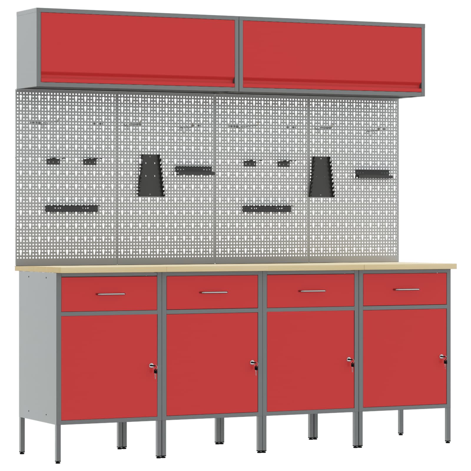 Werkkast set met lade met opslag met slot 10 pcs Rood – afbeelding 2