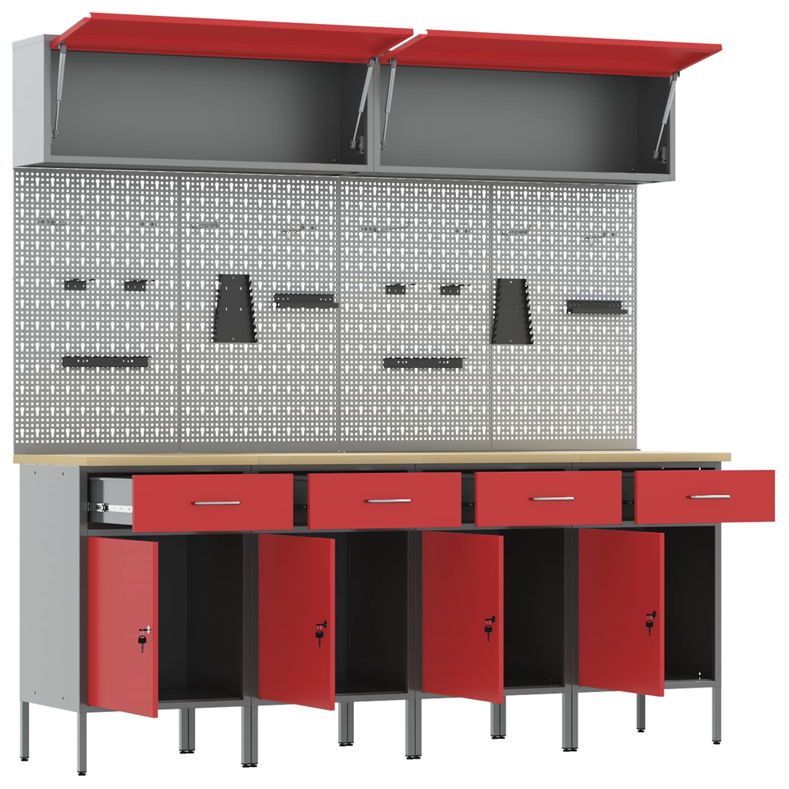 Werkkast set met lade met opslag met slot 10 pcs Rood – afbeelding 5